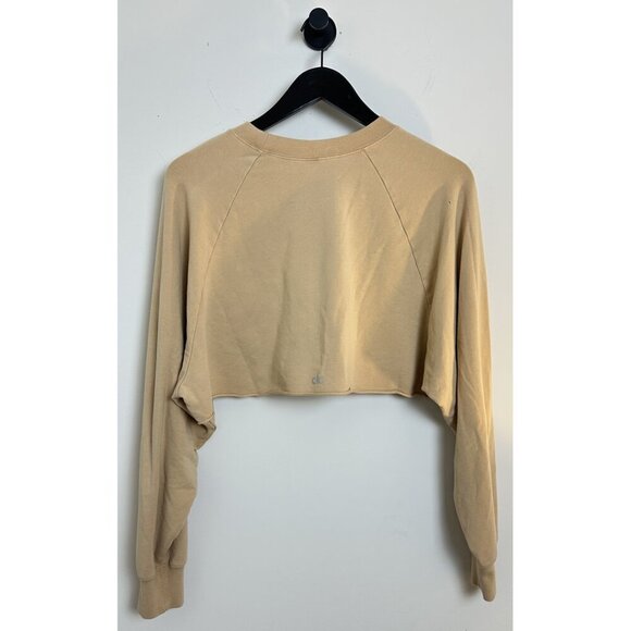 ALO YOGA Double Take Raglan-sleeve Cropped Sweatshirt in Putty Size Small - Picture 4 of 6